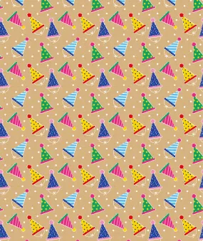 Birthday Hats Eco-friendly Kraft Wrapping Paper with Cut Line on Reverse