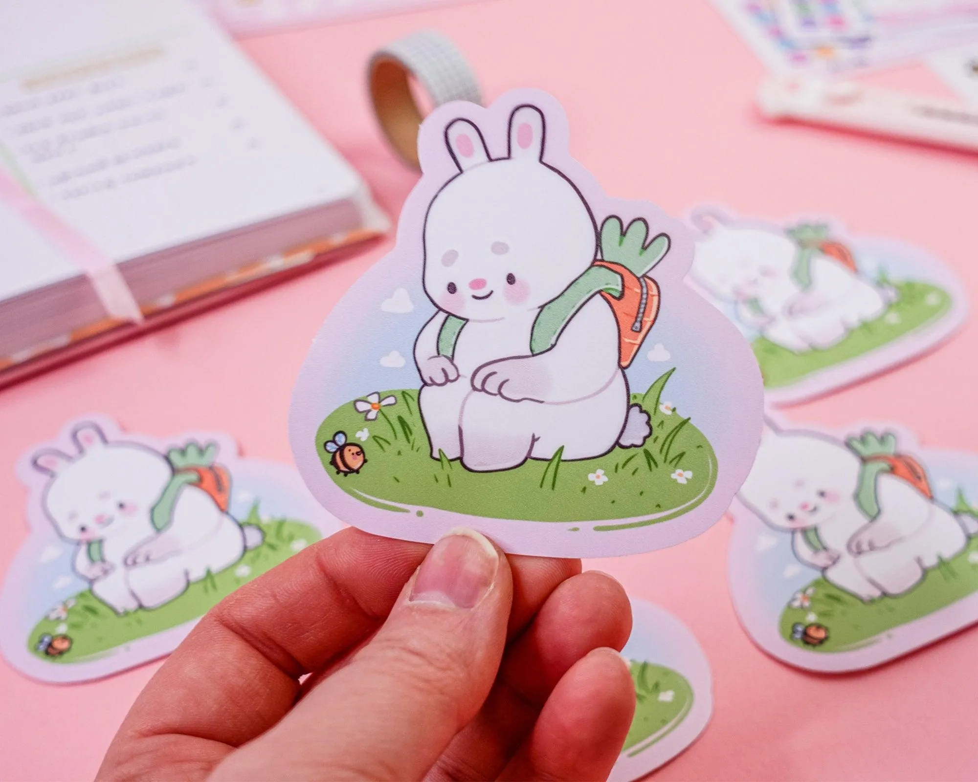 Bonbun & Bumblebutt Die Cut Sticker | Resting Kawaii Bunny & Bee Spring Sticker | Cute Pastel Decor for Journals & Planners