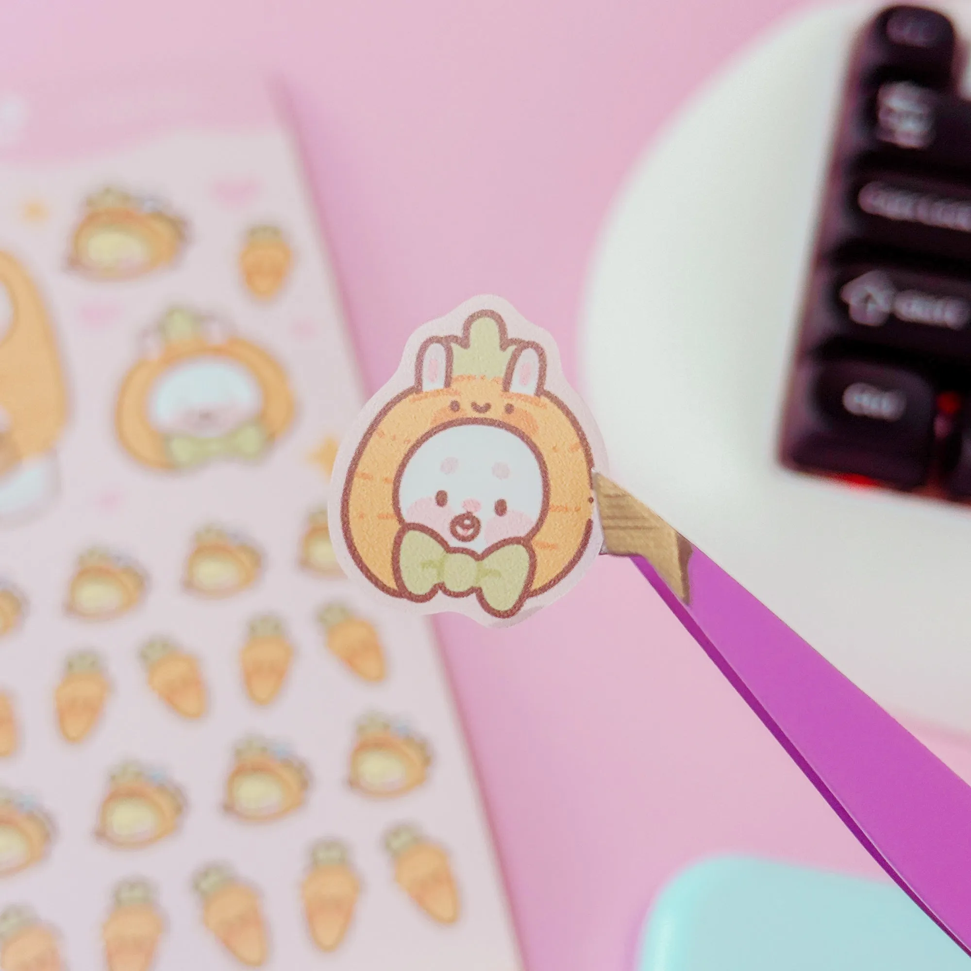 Bonbun’s Bunny Easter A5 Vinyl Sticker Sheet | Kawaii Bunny & Carrot Stickers | Cute Spring Planner Stickers