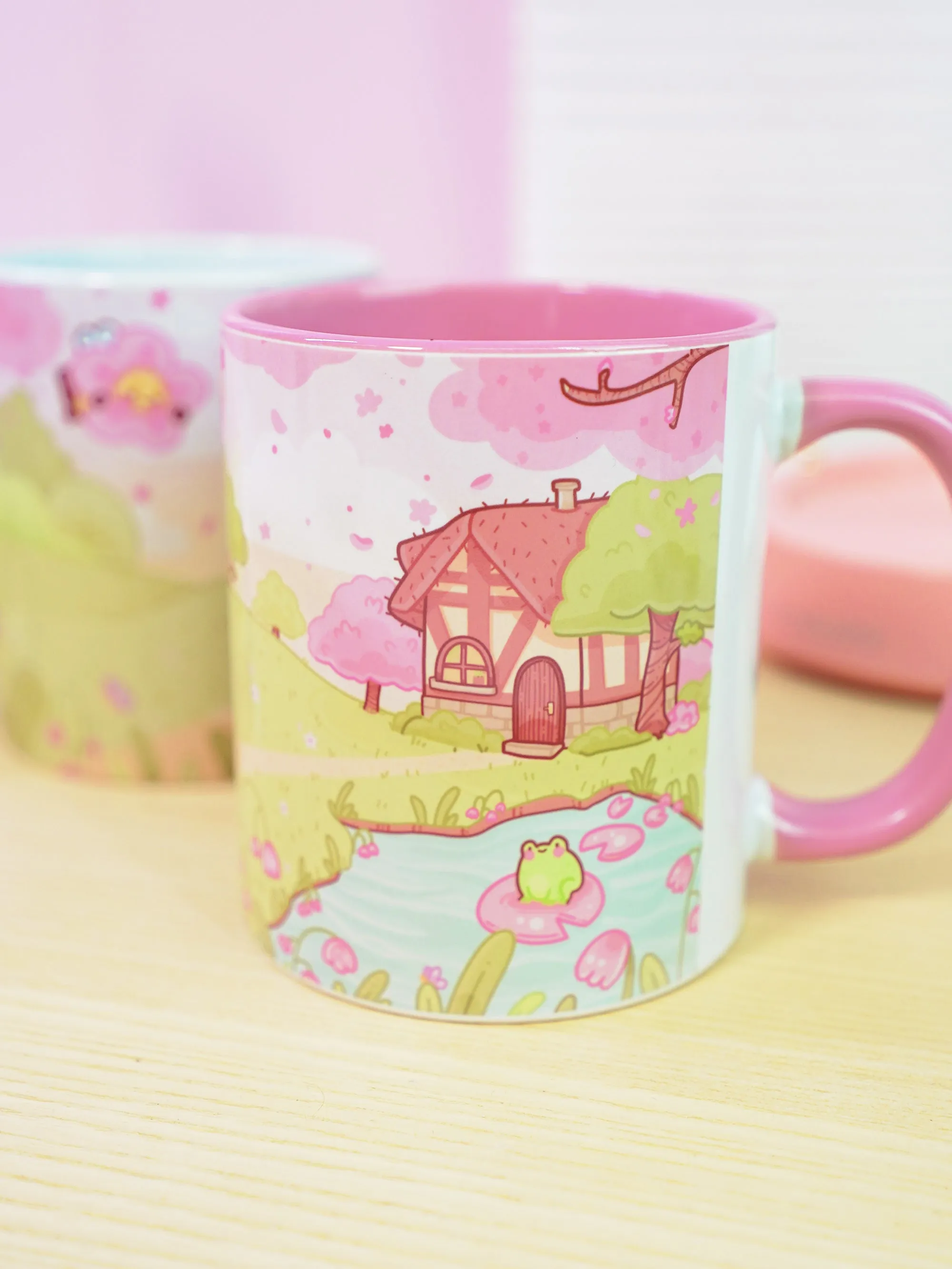 Bumblebutt Sakura Scene Ceramic Mug | Kawaii Springtime Drinkware | Personalised Katnipp Bumblebee Mug