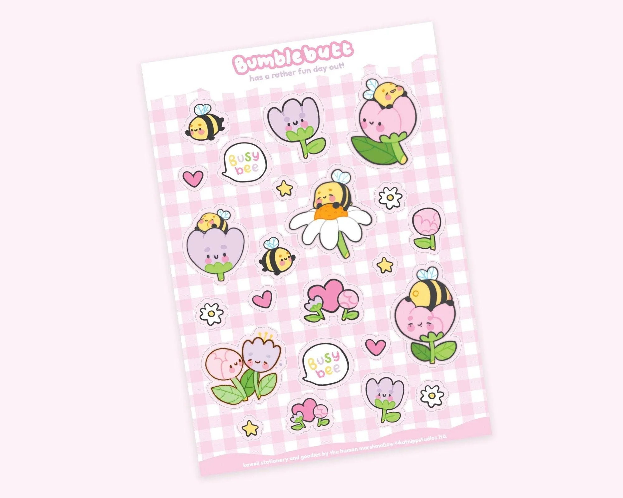 Bumblebutt The Bumble Bee Floral A5 Sticker Sheet | Kawaii Spring Stickers