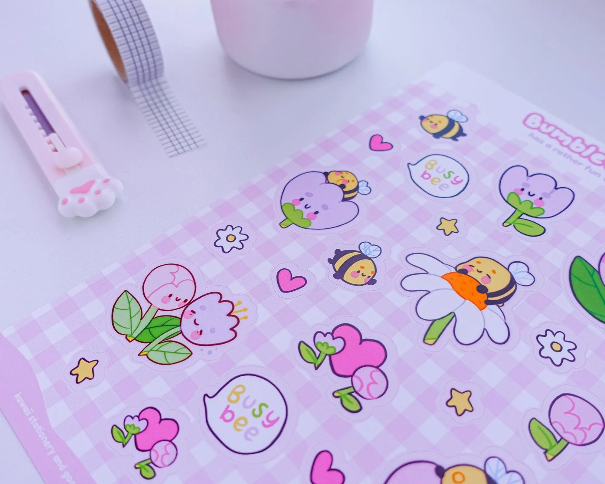 Bumblebutt The Bumble Bee Floral A5 Sticker Sheet | Kawaii Spring Stickers