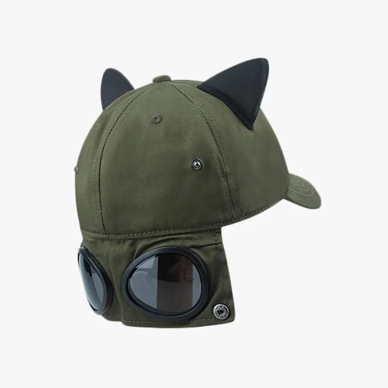 Cat Ears Baseball Cap With Glasses