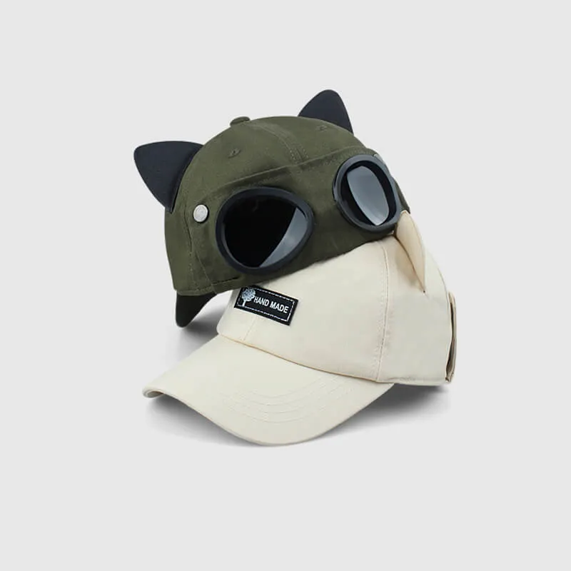 Cat Ears Baseball Cap With Glasses