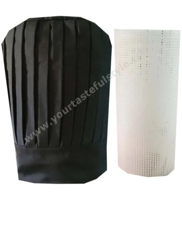 Chef Black Tall Hat with Insert Plastic Screen Set