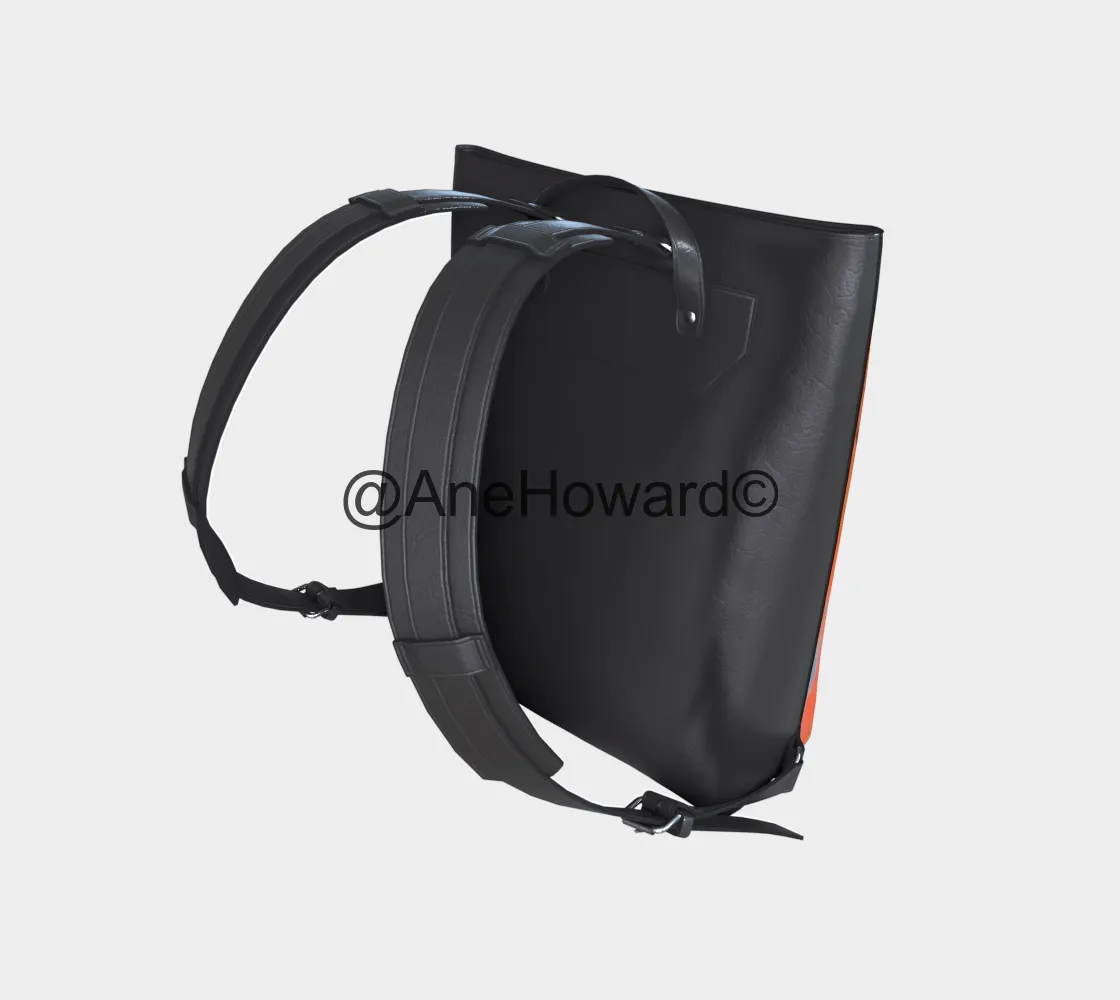 City of Angels Vegan Leather Backpack Black Straps