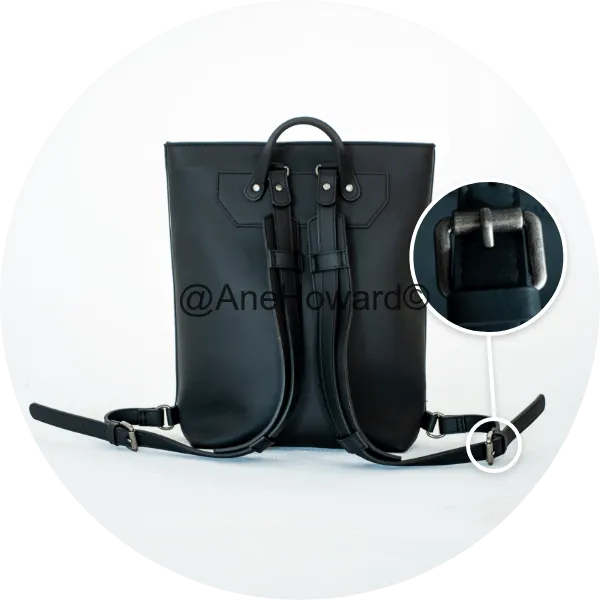 City of Angels Vegan Leather Backpack Black Straps