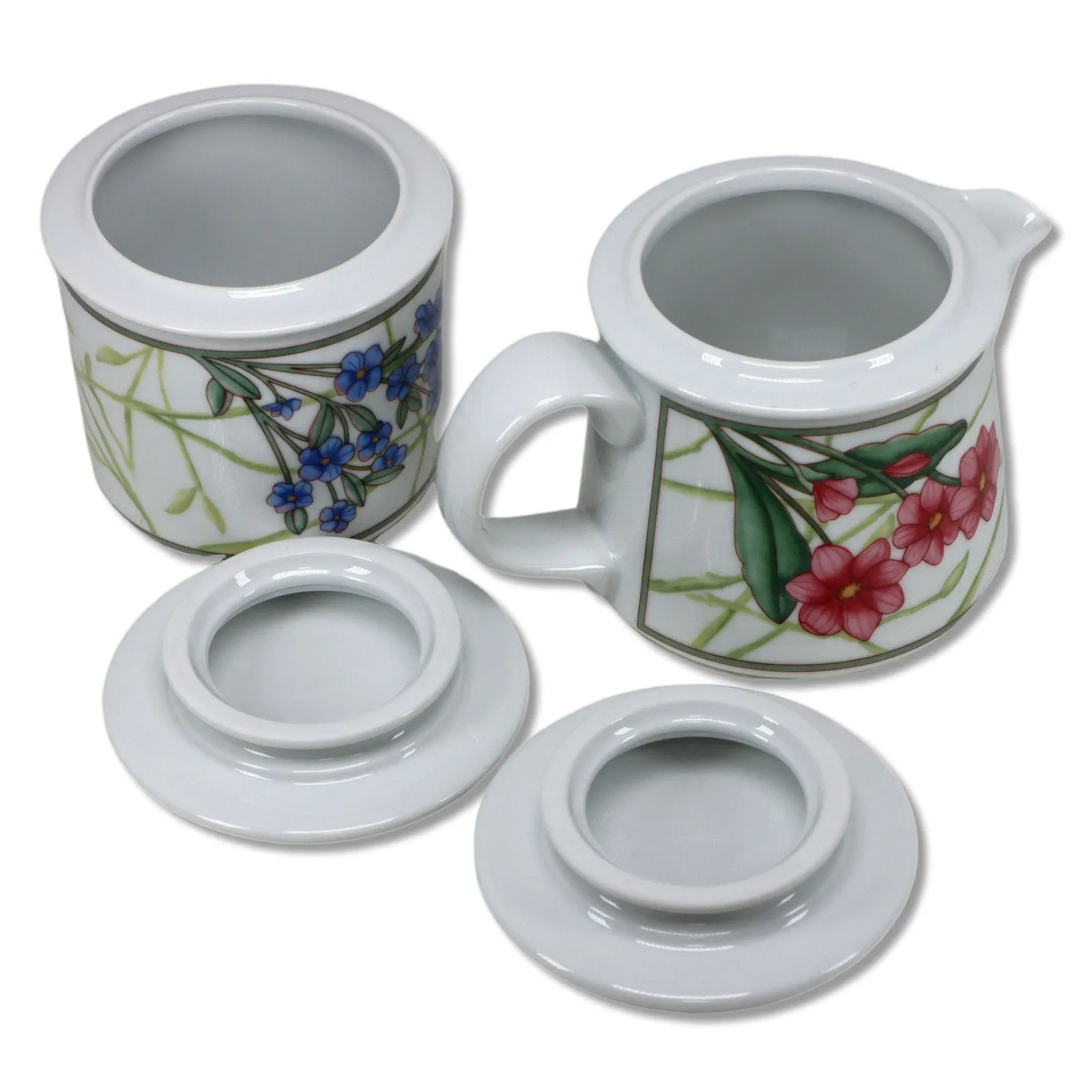 Dansk Cafe Floral Bistro Creamer Lidded Sugar Bowl Set