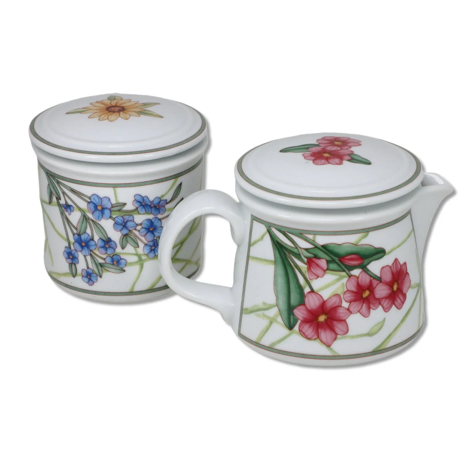 Dansk Cafe Floral Bistro Creamer Lidded Sugar Bowl Set