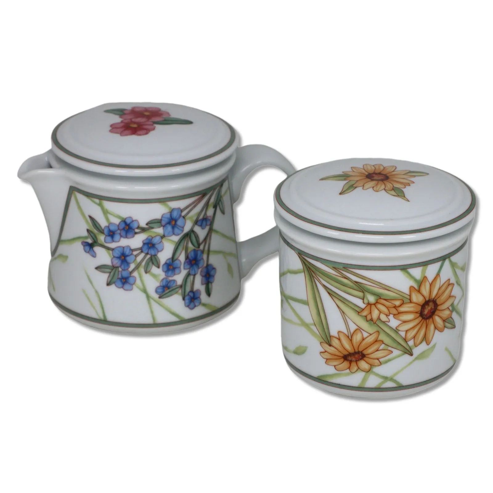 Dansk Cafe Floral Bistro Creamer Lidded Sugar Bowl Set