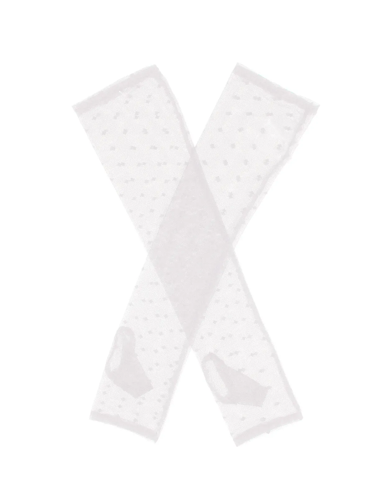 Dents Womens Long Tulle Flock Dot Fingerless Mittens - White