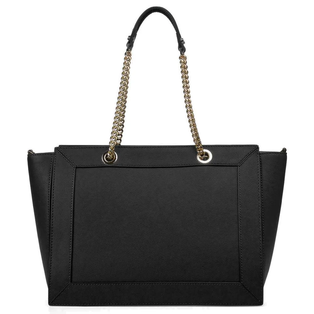 Elegant Black Floral Calfskin Shoulder Bag