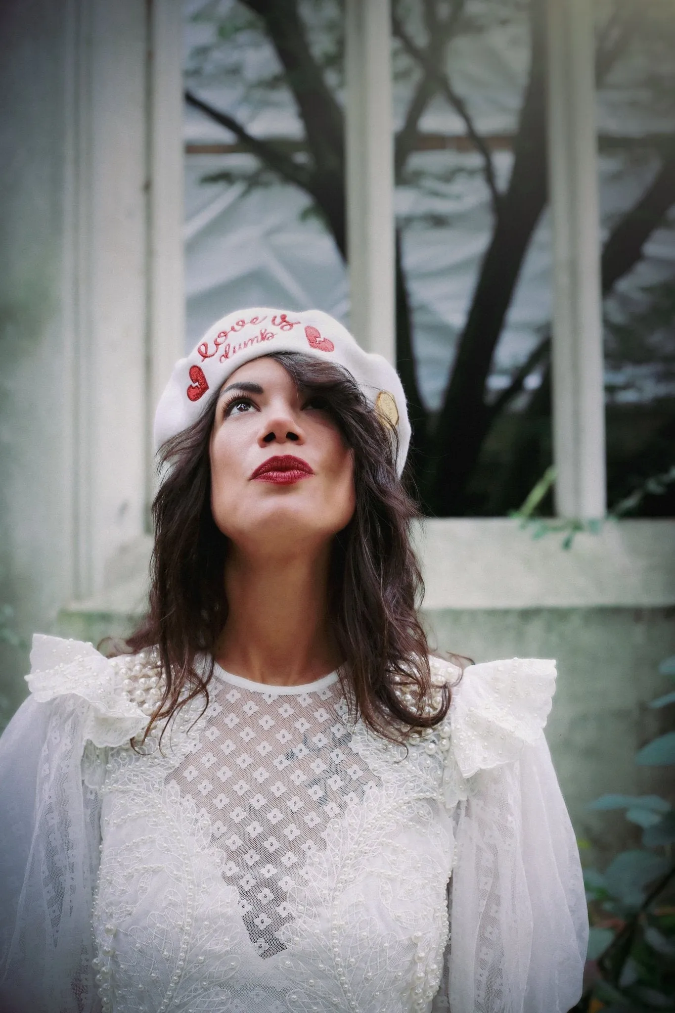 Embroidered hats for women with hearts