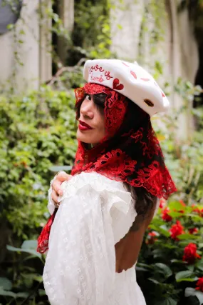 Embroidered hats for women with hearts