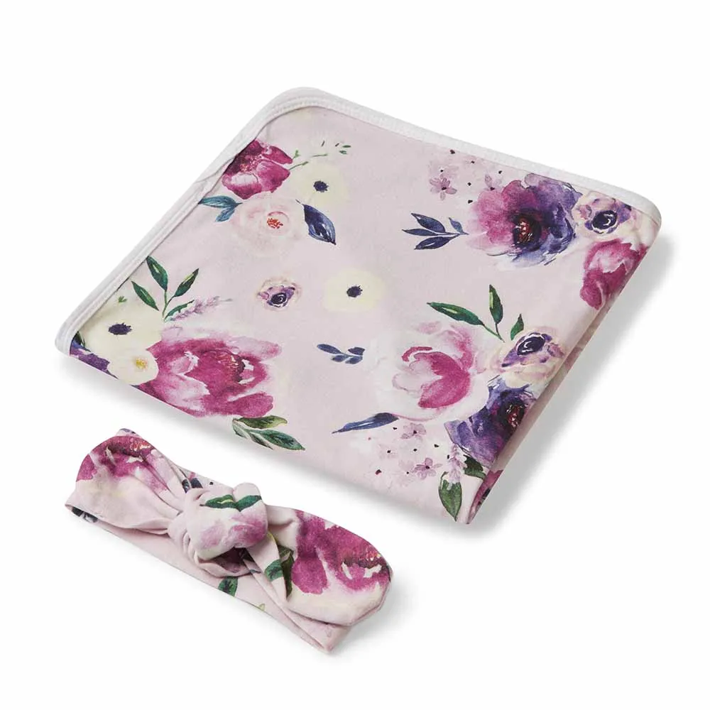 Floral Kiss Jersey Wrap Birth Announcement Set