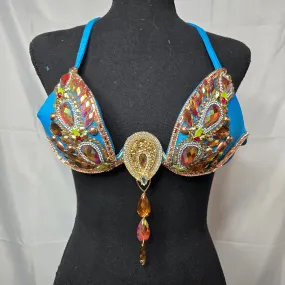 Golden Radiance Rhinestone Carnival Bra