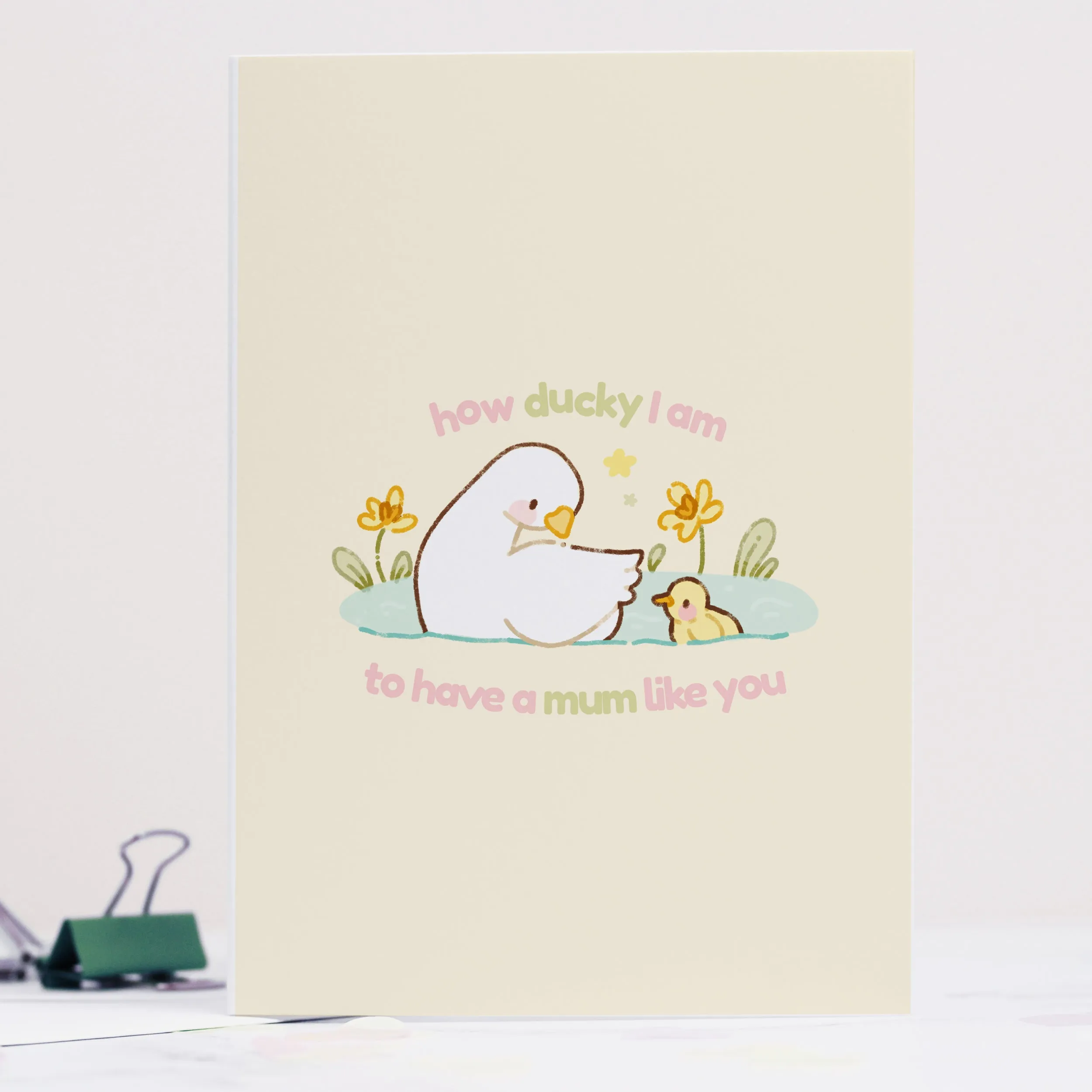 How Ducky I Am to Have a Mum Like You | Kawaii Mother’s Day Card | Cute Spring Ducks & Daffodils Greeting Card