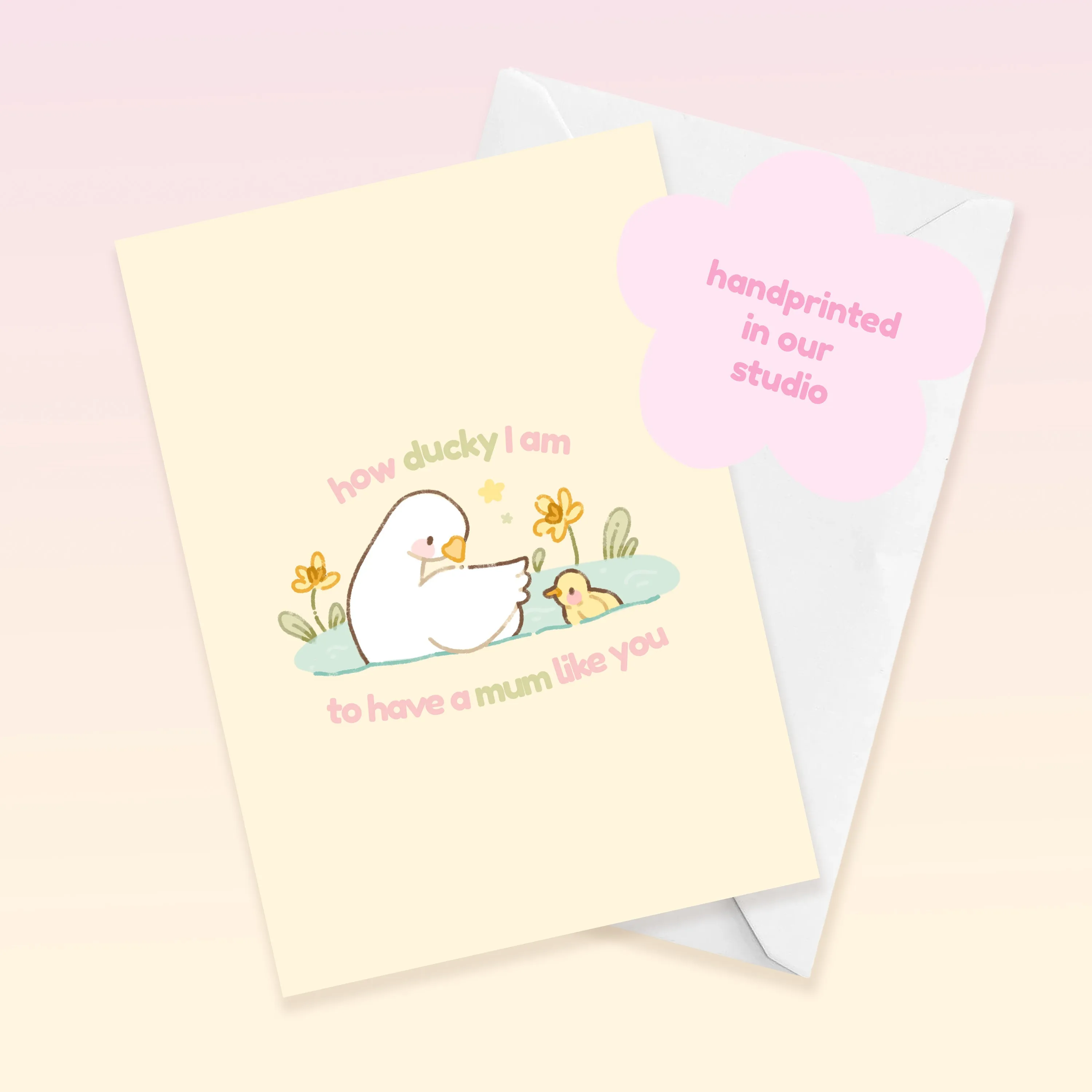 How Ducky I Am to Have a Mum Like You | Kawaii Mother’s Day Card | Cute Spring Ducks & Daffodils Greeting Card