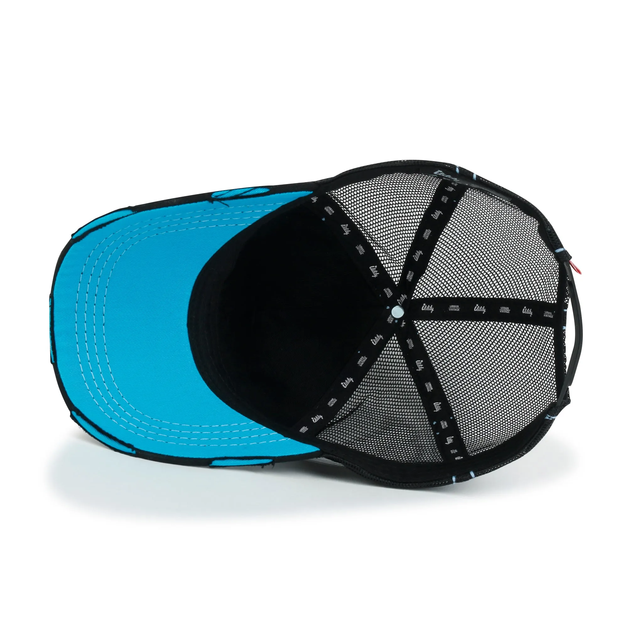 ililily State Embroidered Baseball Cap Colorful Stitch Mesh Trucker Hat