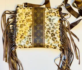Medium Crossbody Leopard Acid Gold Strip Brown