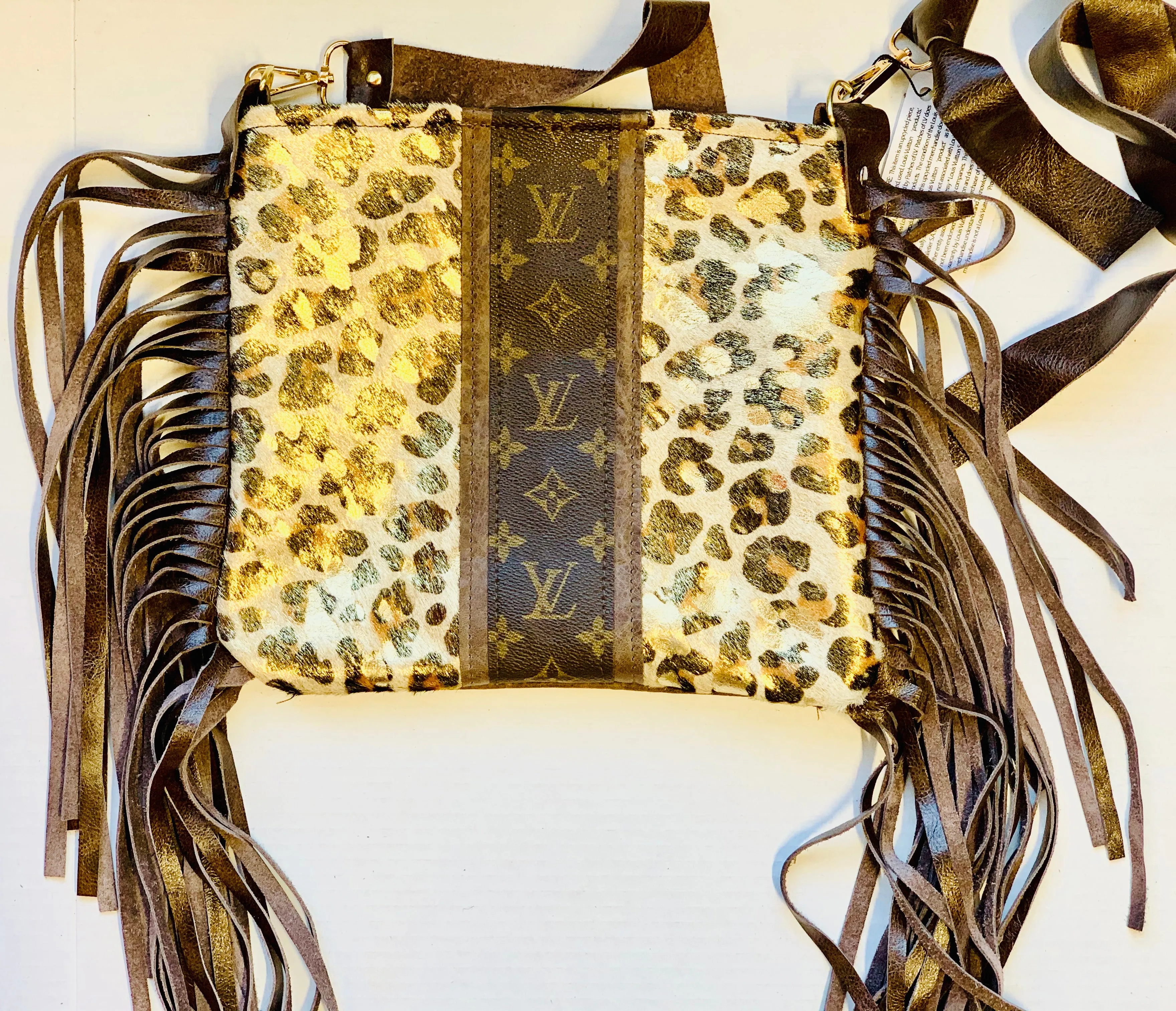 Medium Crossbody Leopard Acid Gold Strip Brown