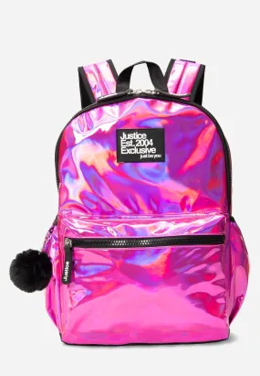 Metallic Backpack with Keychain