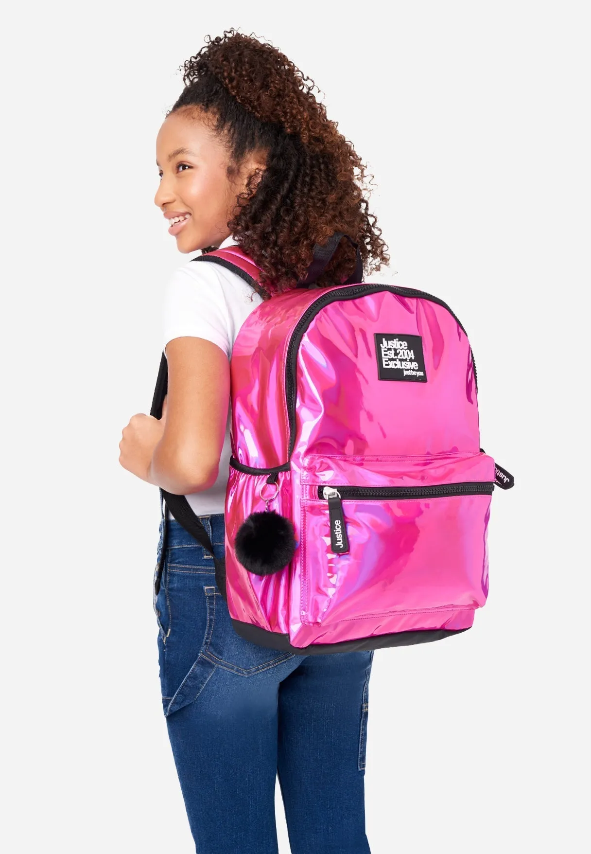 Metallic Backpack with Keychain