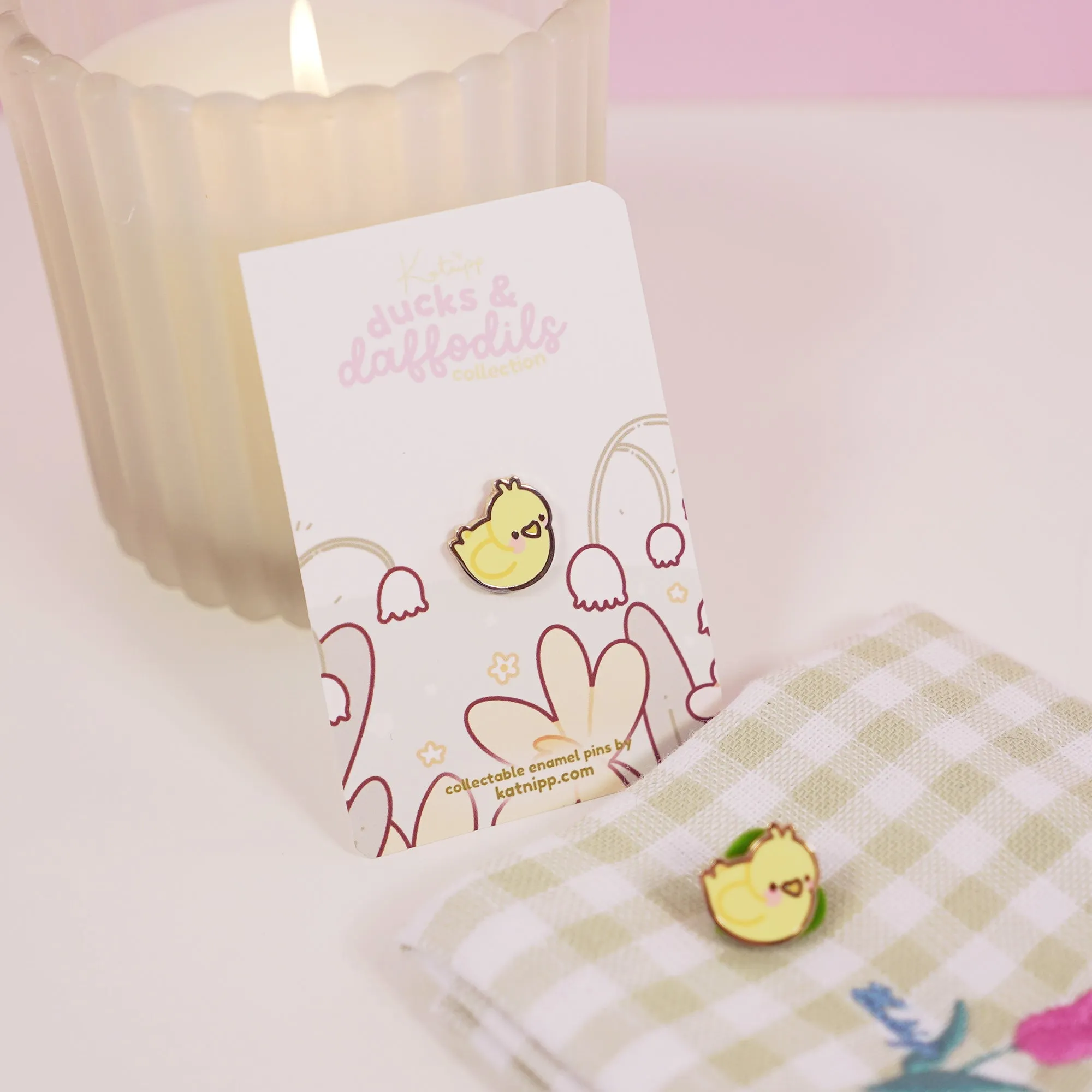 Mini Spring Duckling Enamel Pin - Tuffy | Kawaii Cute Duck Pin | Ducks & Daffodils Collection | Cute Spring Accessory