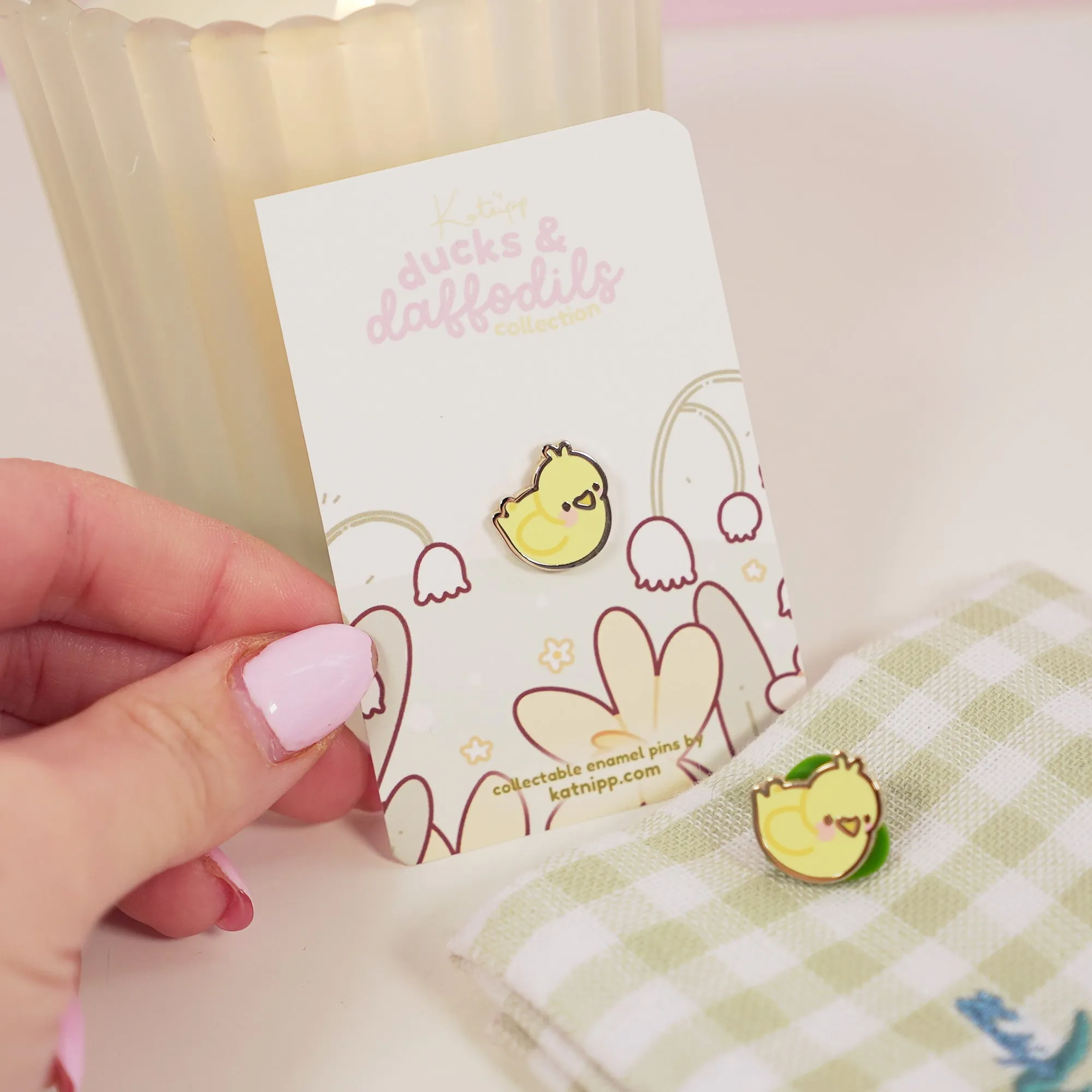 Mini Spring Duckling Enamel Pin - Tuffy | Kawaii Cute Duck Pin | Ducks & Daffodils Collection | Cute Spring Accessory