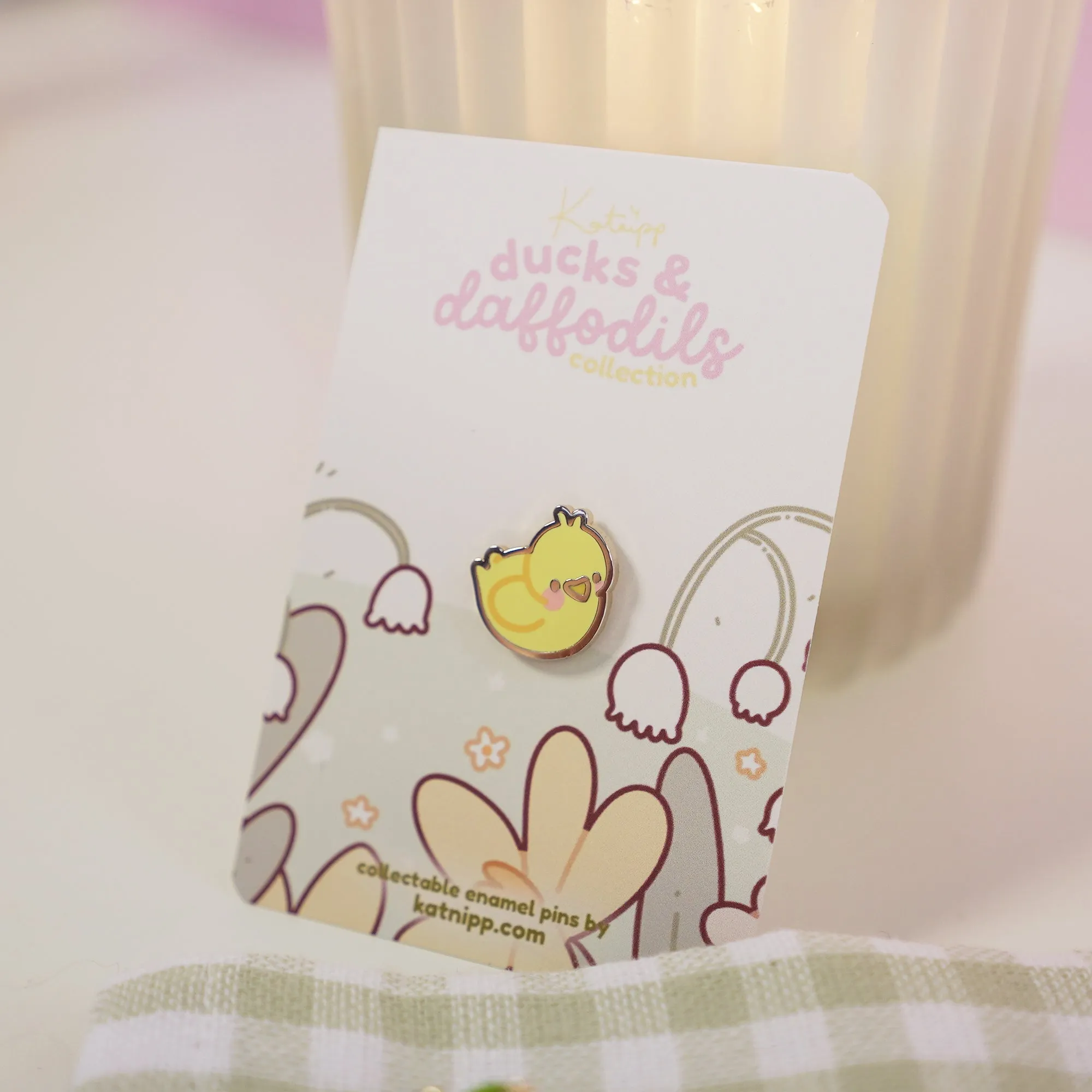 Mini Spring Duckling Enamel Pin - Tuffy | Kawaii Cute Duck Pin | Ducks & Daffodils Collection | Cute Spring Accessory