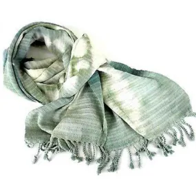 Natural Tie-Dye Cotton Scarf in Green Maya Traditions