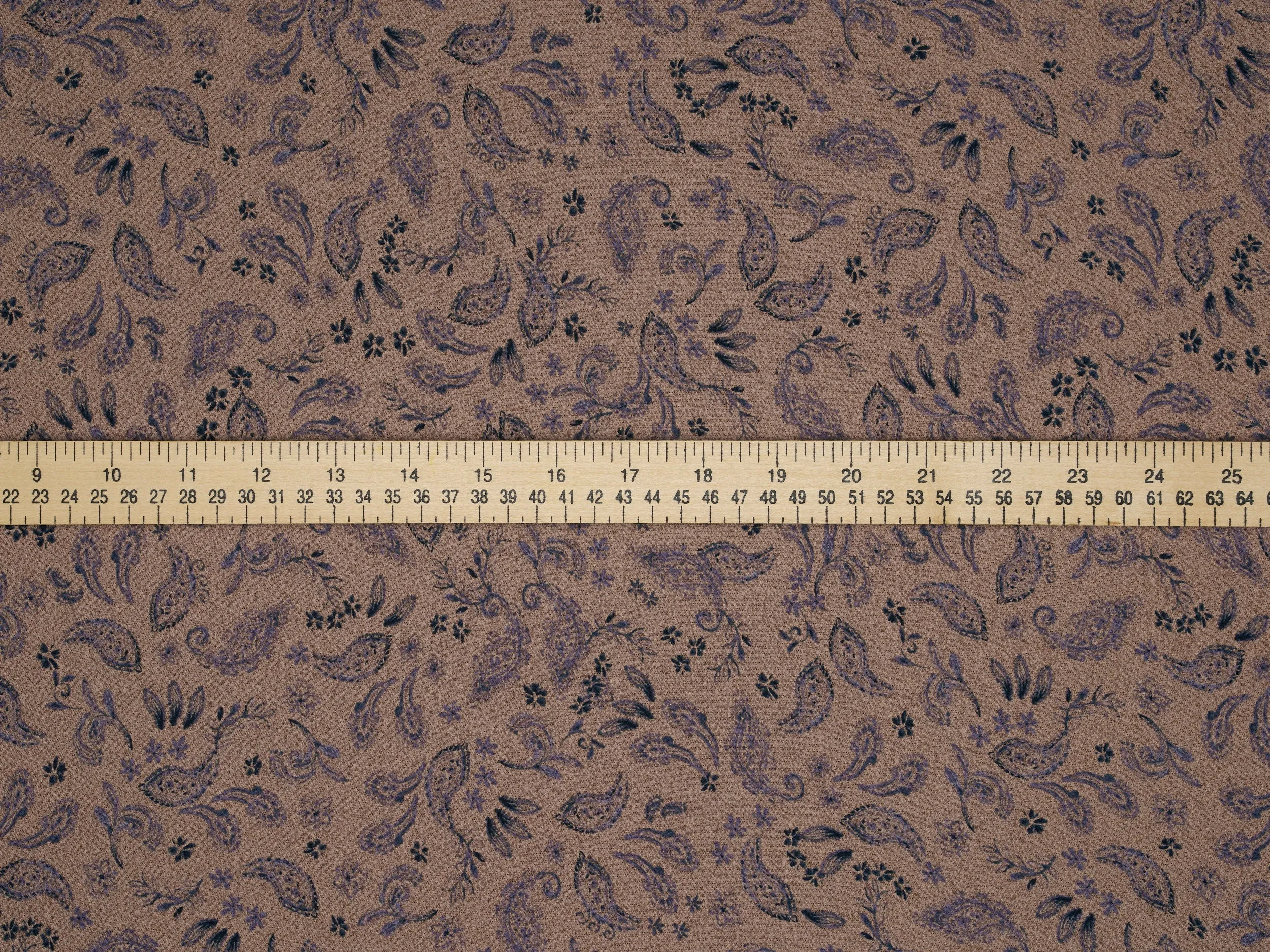 Navy paisley on light coral background - Chiffon fabric by the yard