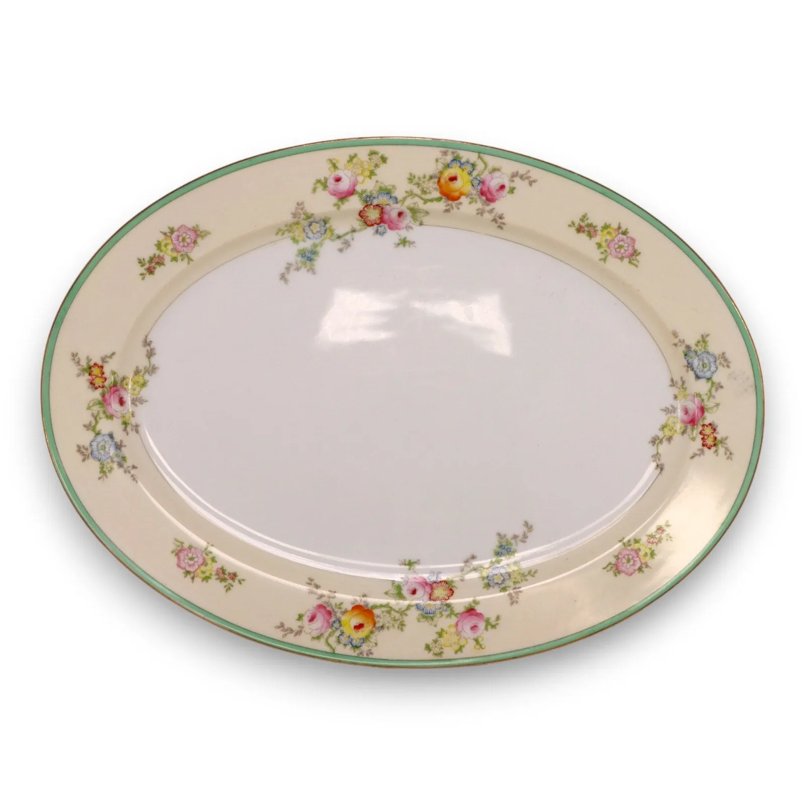 NSP Nagoya Seito Porcelain Meito China MEI230 Oval Serving Platter 16x12 Green
