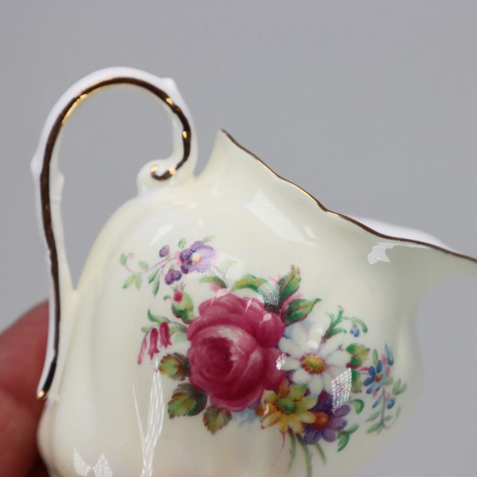 Paragon Roses on Pale Yellow Creamer Sugar Bowl Set Bone China England 1950's