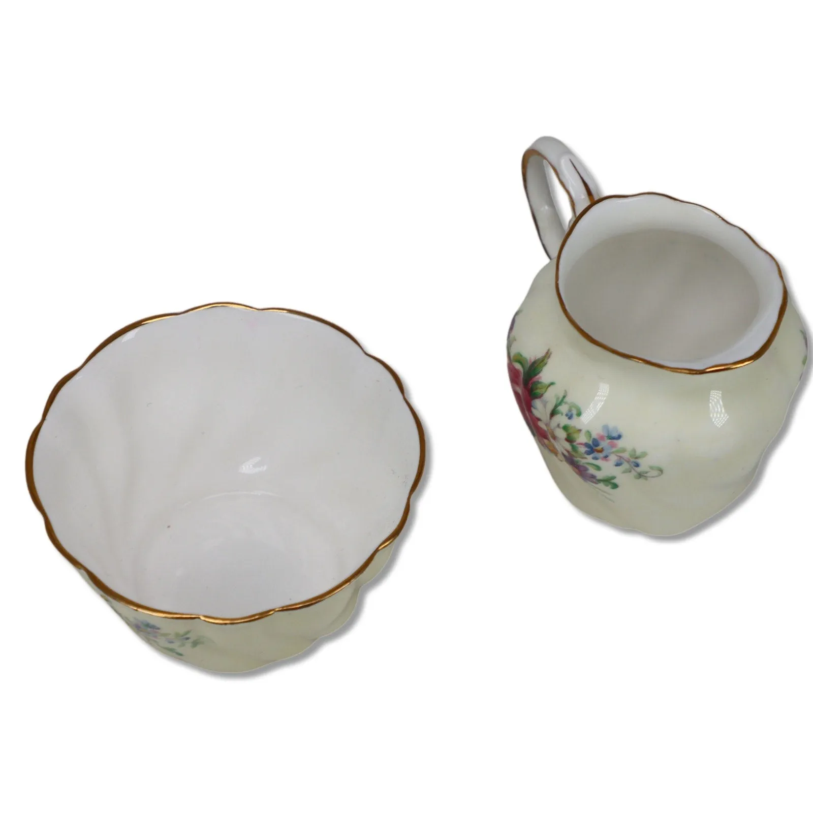 Paragon Roses on Pale Yellow Creamer Sugar Bowl Set Bone China England 1950's