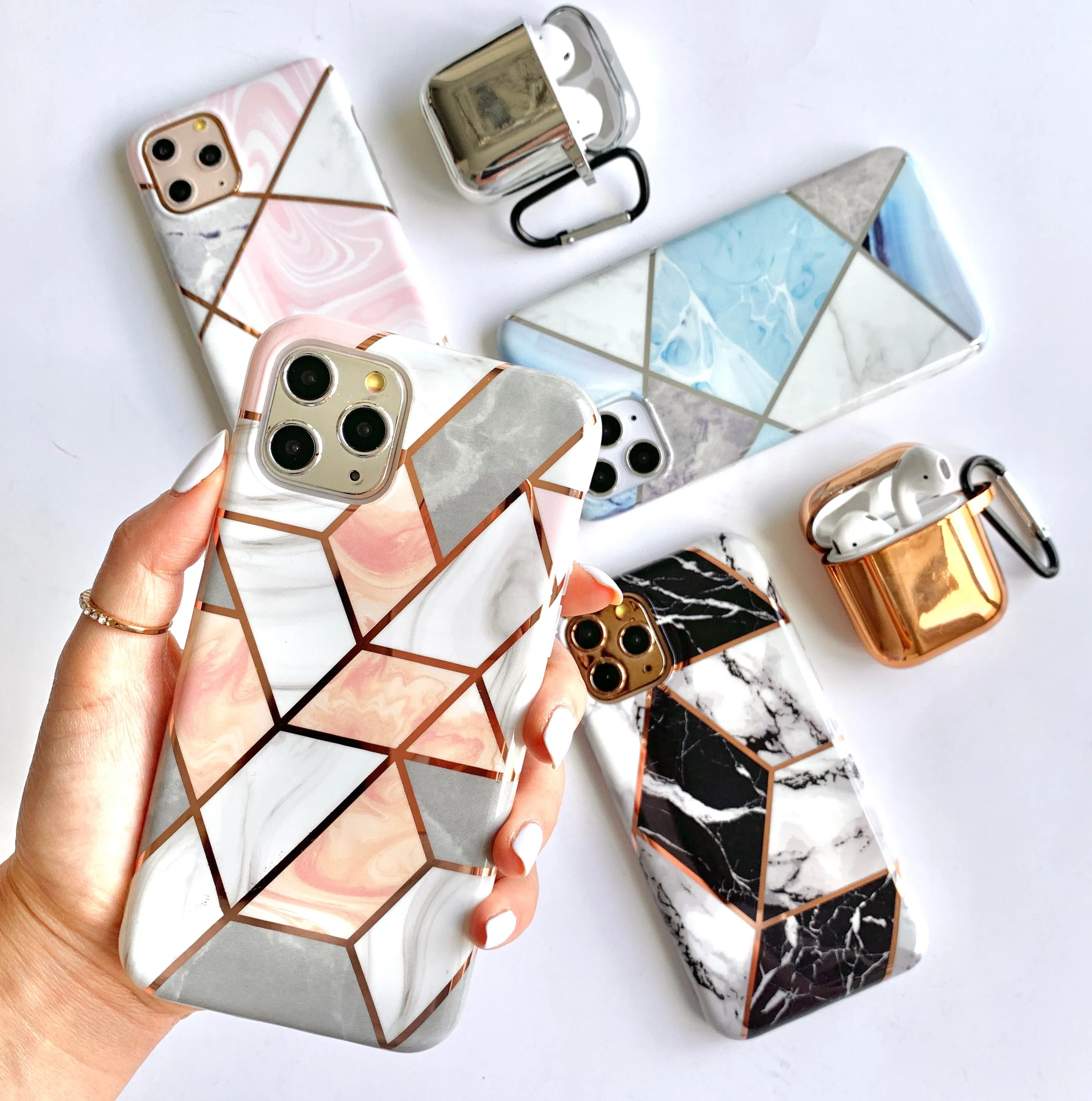 Pink Stone Metallic Geo Phone Case