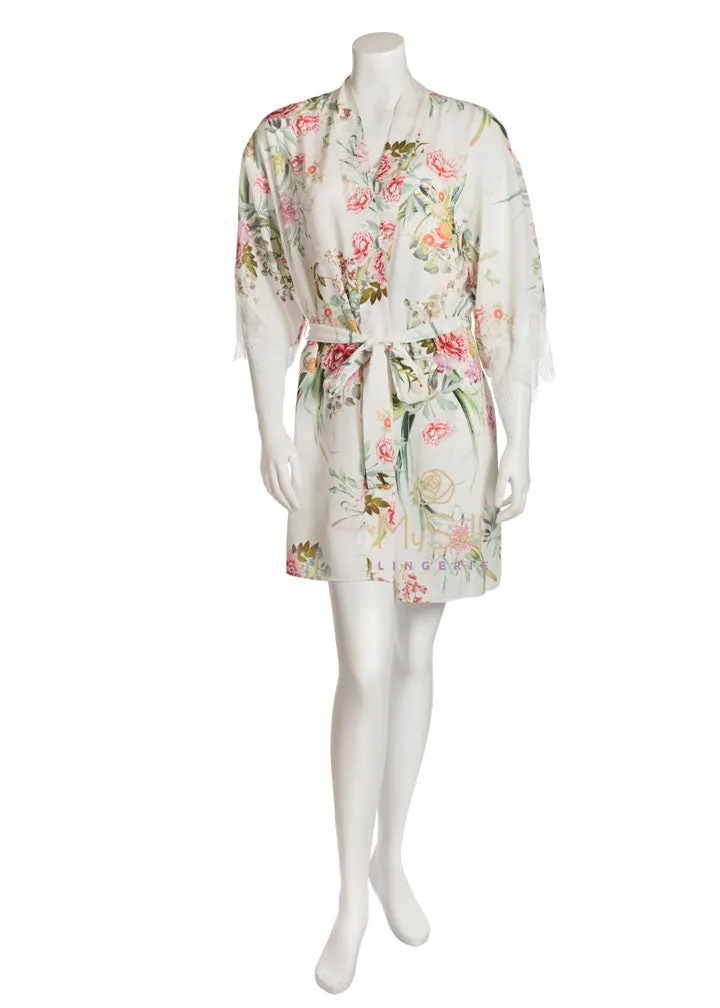 Q80686 Fiona Floral Print Kimono Robe