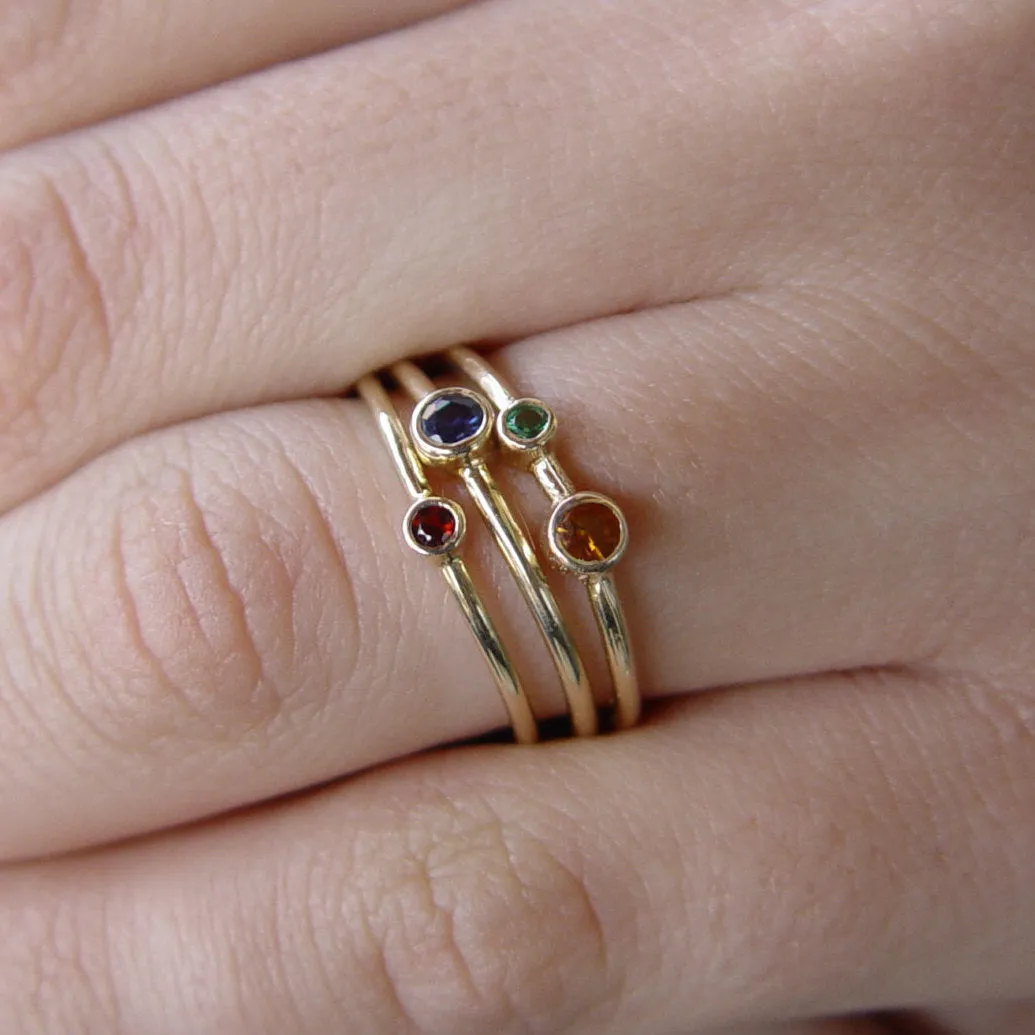 RG1803-2 Dual stones gold stacking ring