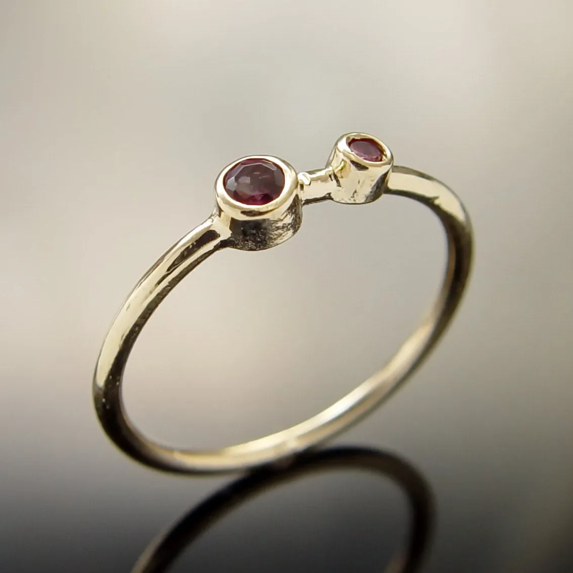 RG1803-2 Dual stones gold stacking ring