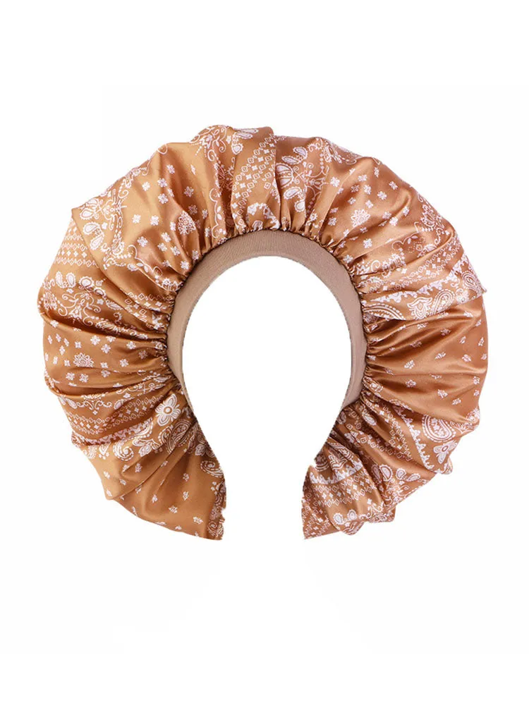 Satin Cashew Print Hair Care Hats