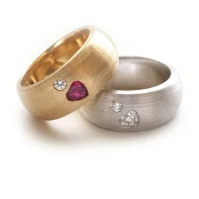 Series 32 | Domed Heart Band, 18k   Ruby, Diamond