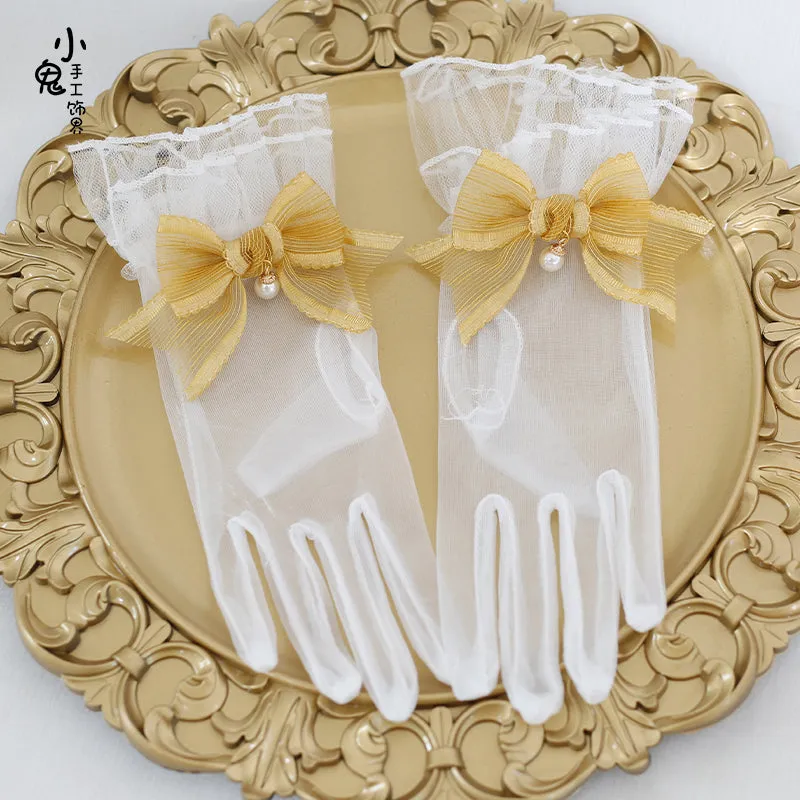 Sheer Bow Pearl Gloves