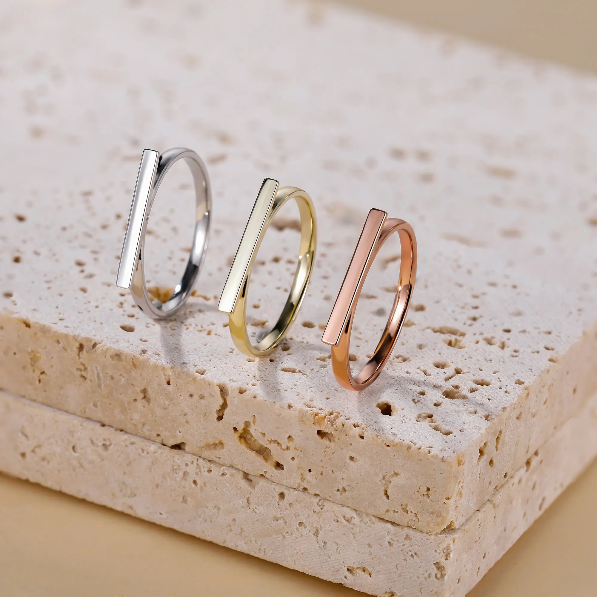 Simple Solid Gold Bar Ring
