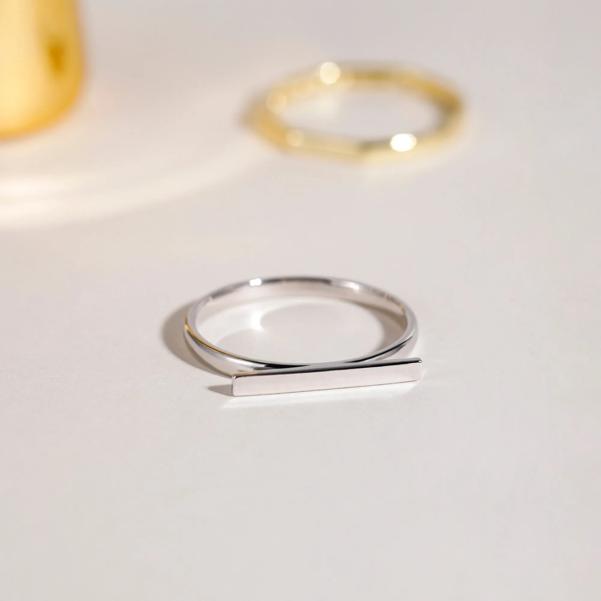 Simple Solid Gold Bar Ring
