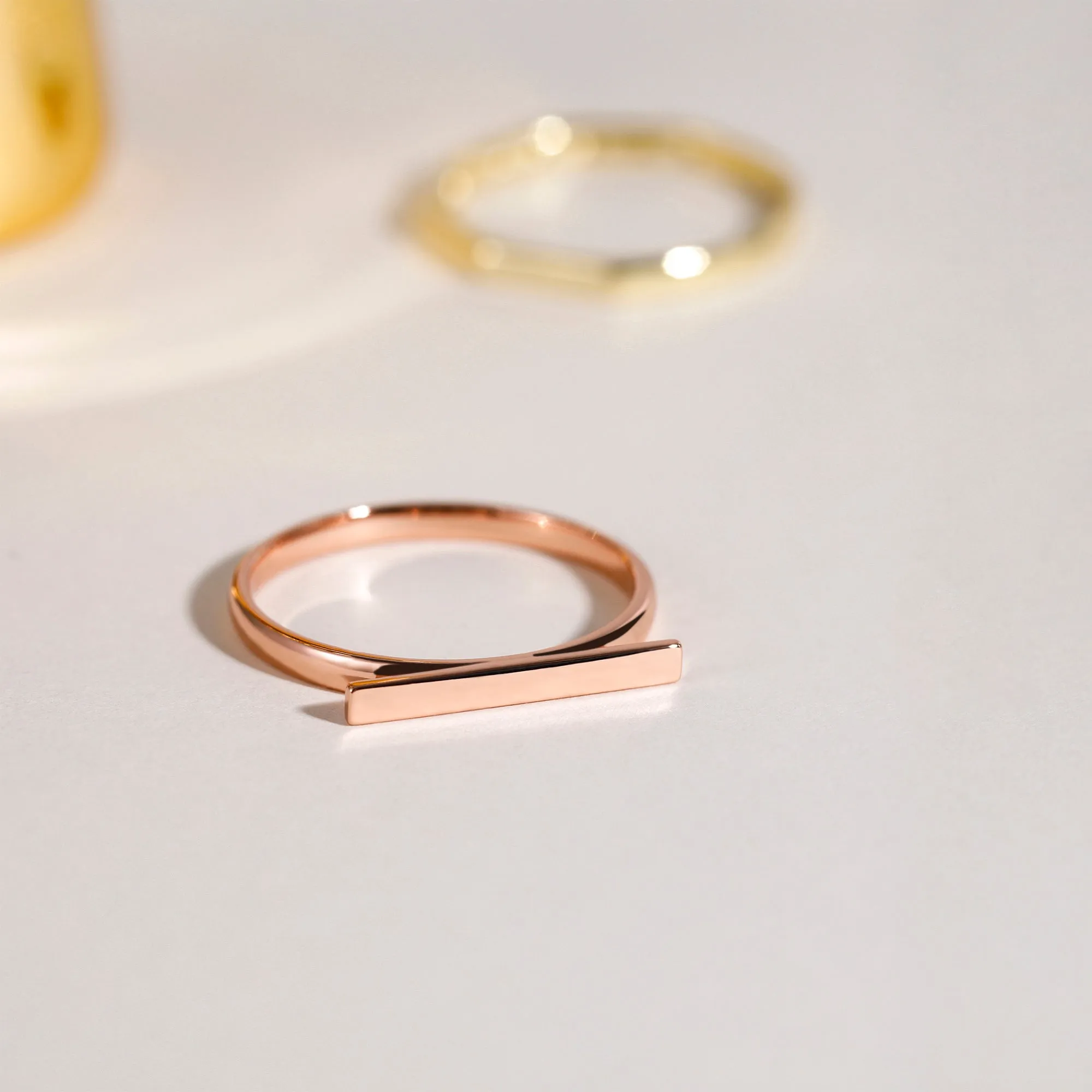 Simple Solid Gold Bar Ring