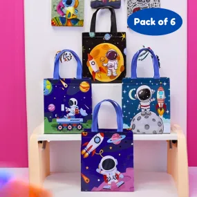 Space Theme Paper Bags/Return Gifts for Birthday for Kids/Multicolor (Pack of 6, Multicolor)