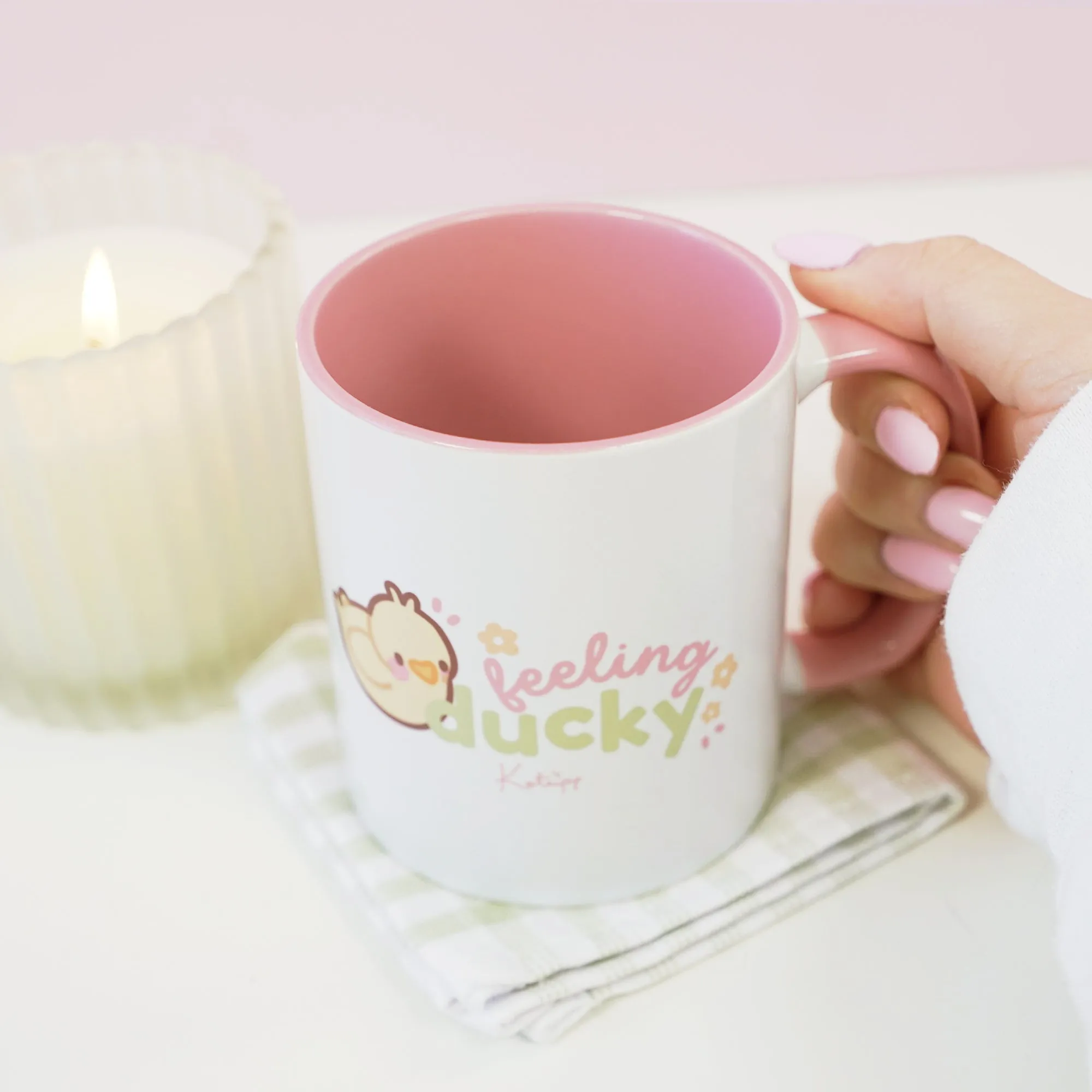Spring Ducks & Daffodils Mother's Day Mug | Katnipp Mother Duck & Tuffy the Duckling | Floral Pastel Ceramic Coffee Cup | Cute Springtime Gift