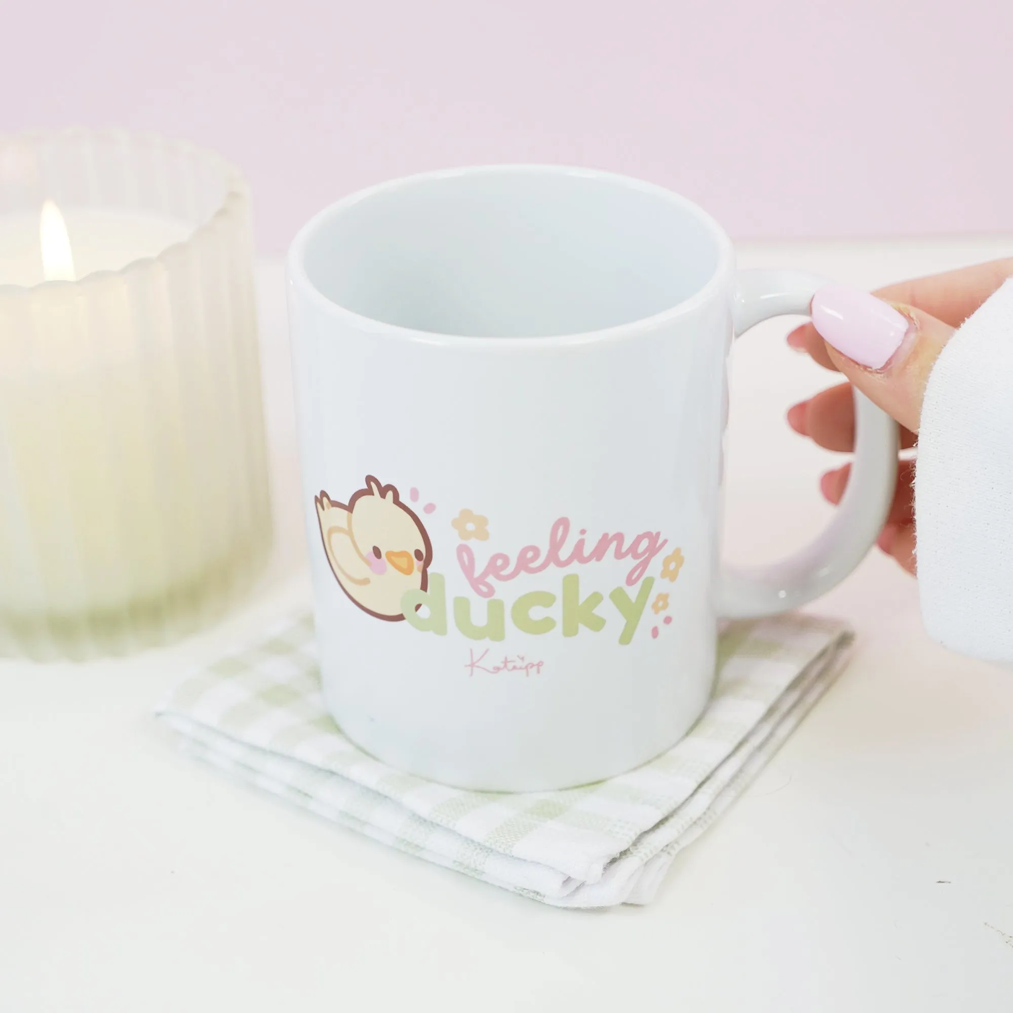 Spring Ducks & Daffodils Mother's Day Mug | Katnipp Mother Duck & Tuffy the Duckling | Floral Pastel Ceramic Coffee Cup | Cute Springtime Gift