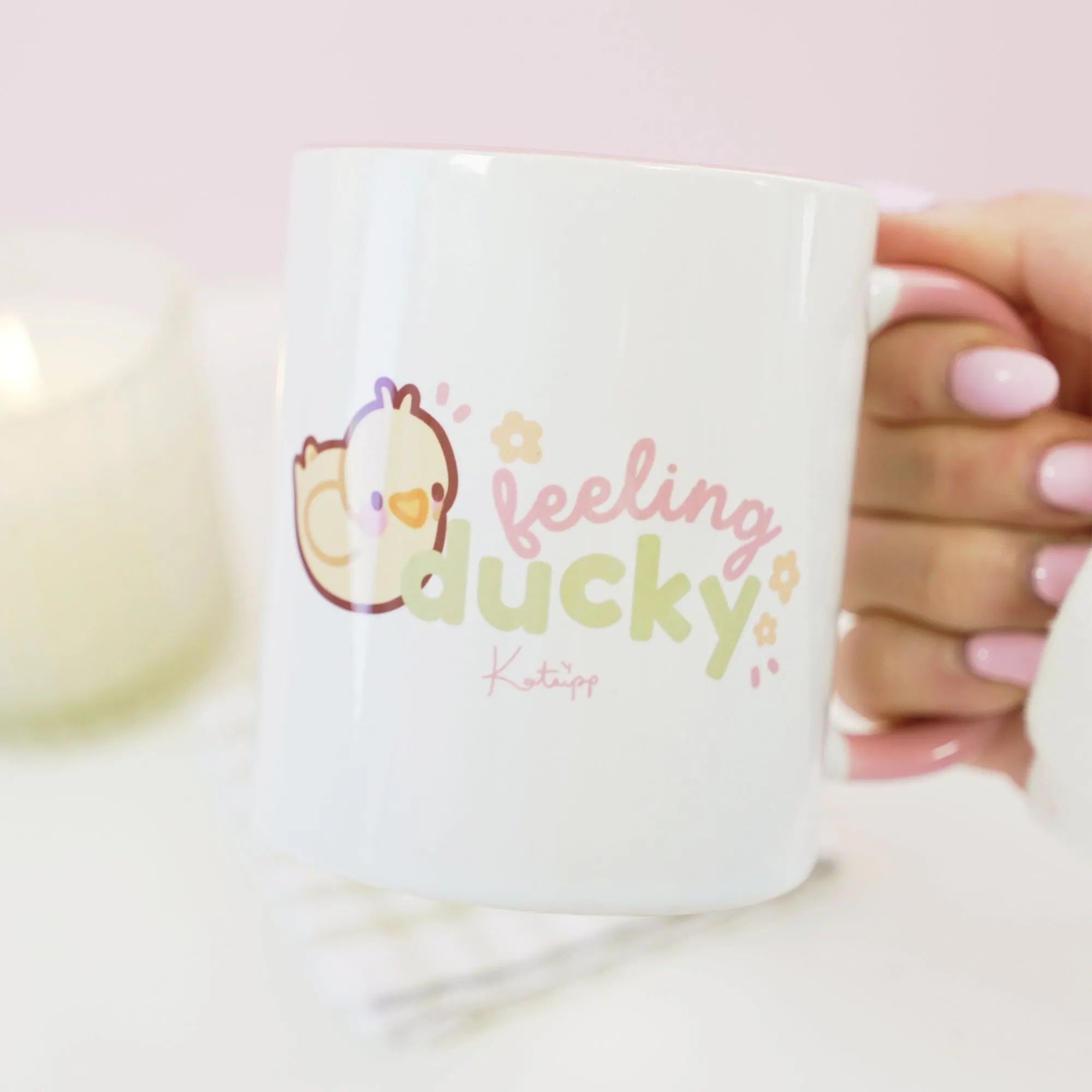 Spring Ducks & Daffodils Mother's Day Mug | Katnipp Mother Duck & Tuffy the Duckling | Floral Pastel Ceramic Coffee Cup | Cute Springtime Gift