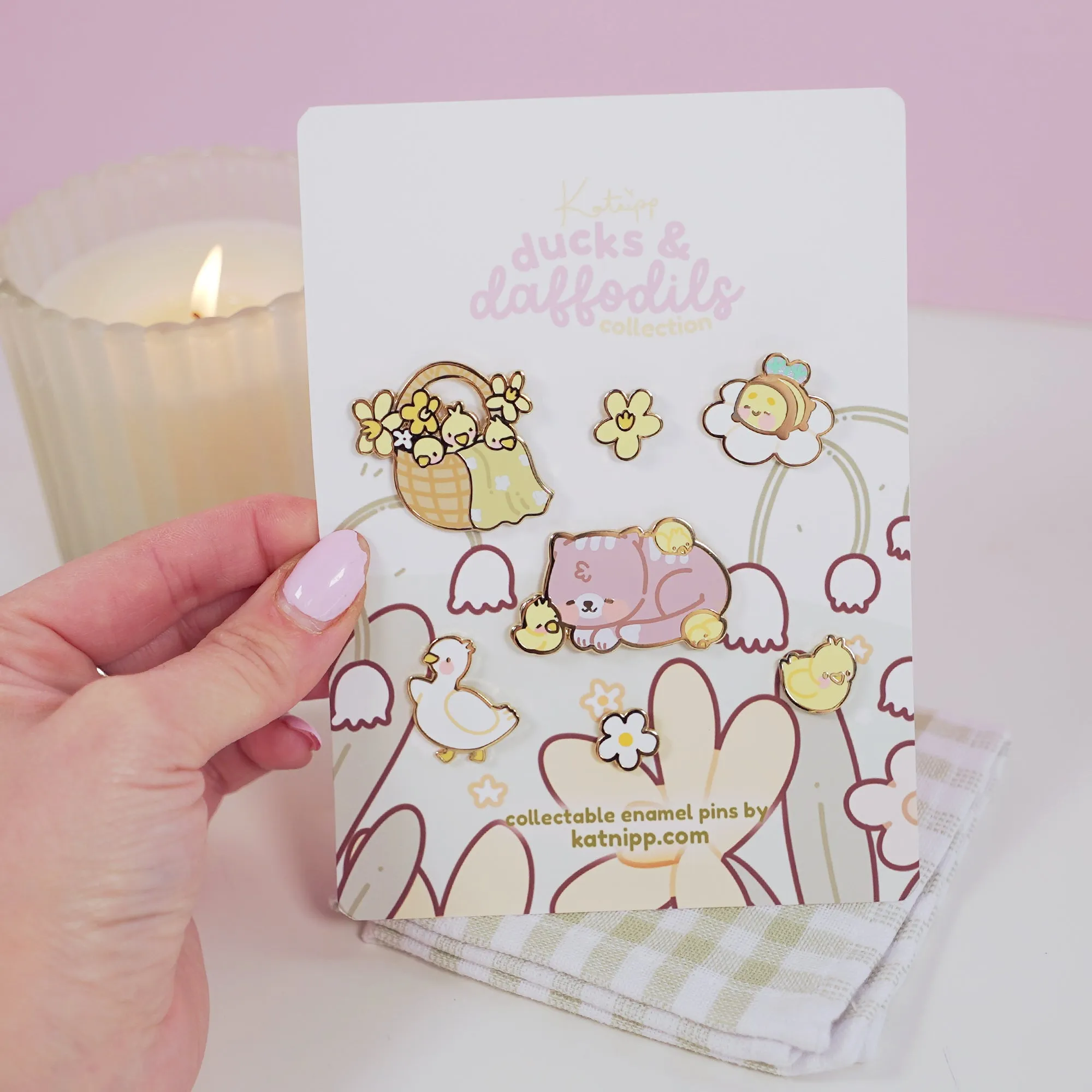 Spring Ducks & Daffodils: Spring Characters Full 7 x Pin Set